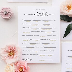 Bridal Shower Mad Libs Game, Minimalist Bridal Shower, Editable Fun Bridal Shower Game, Funny Printable, Edit with Templett