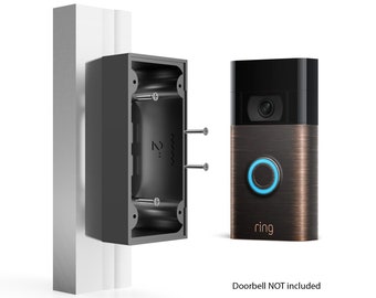 Brick Molding Mount for Ring Battery Doorbell (2024, 5F97F2) — 2" Recessed Spacer Bracket for Door Frames — Fits Ring 2nd Gen 5UM5E5