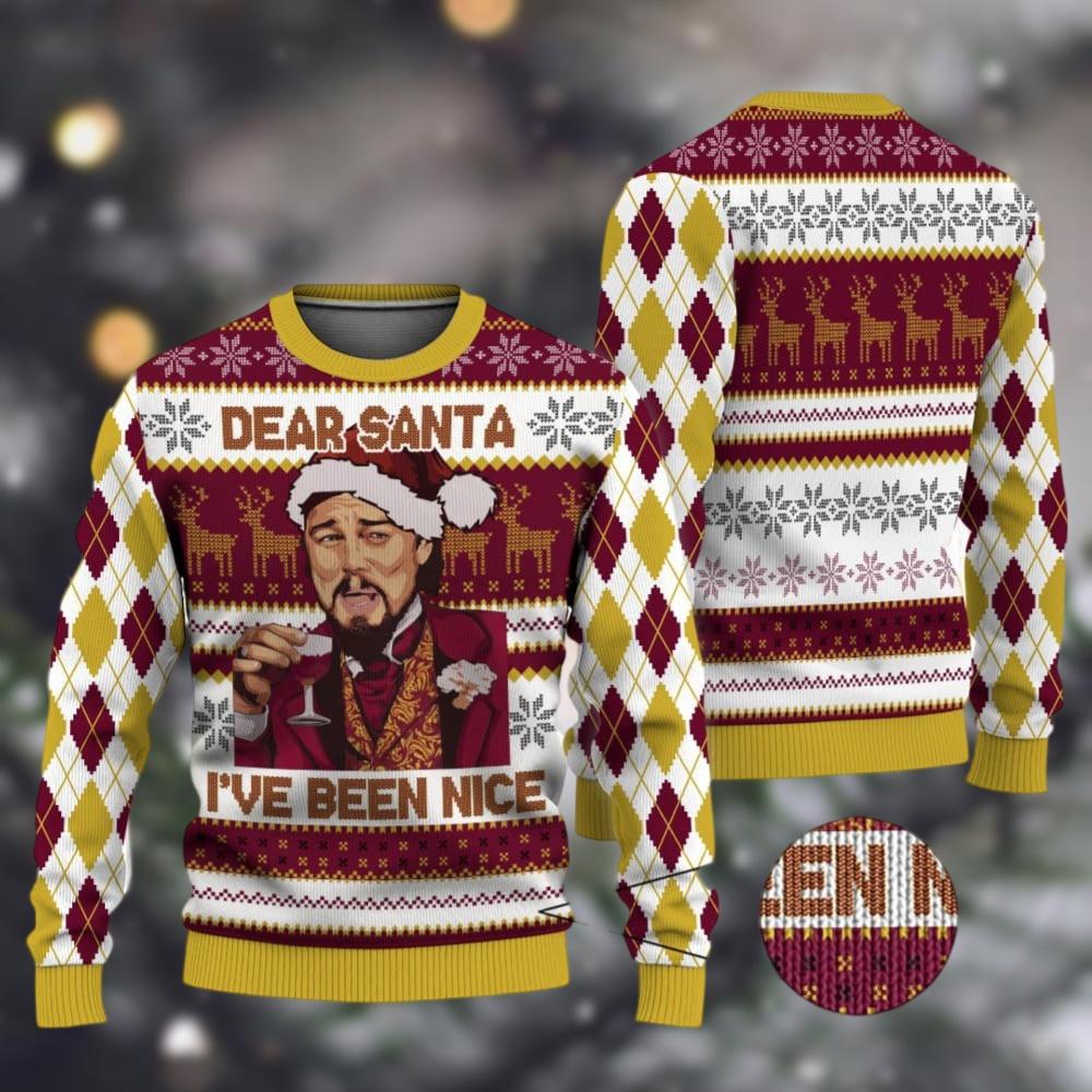 Buy Leonardo Dicaprio Christmas Ugly Sweater, Santa Leonardo
