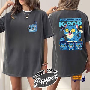 Demon Hunter Tiger Comfort Colors 2-Side Shirt, Derpy the Tiger And Bird Demon Hunter Tiger Tee, Kpop Saja Boys Shirt, Korea Love Merch