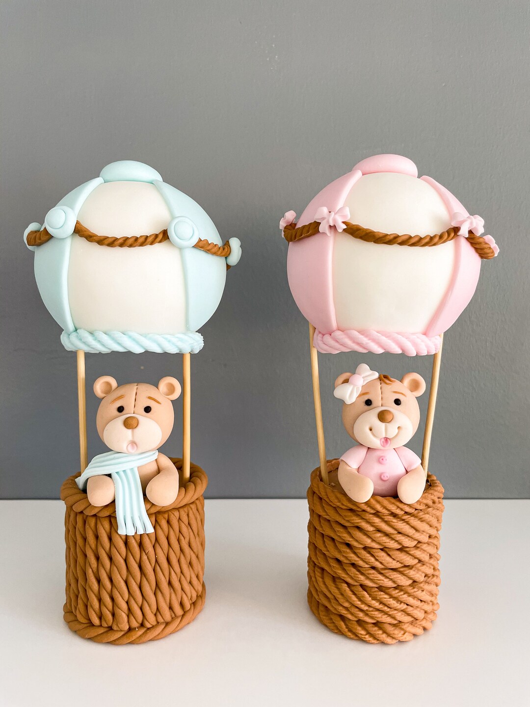 Teddy Bear Hot Air Balloon Boy Girl Baby Shower Gender Party Cake ...