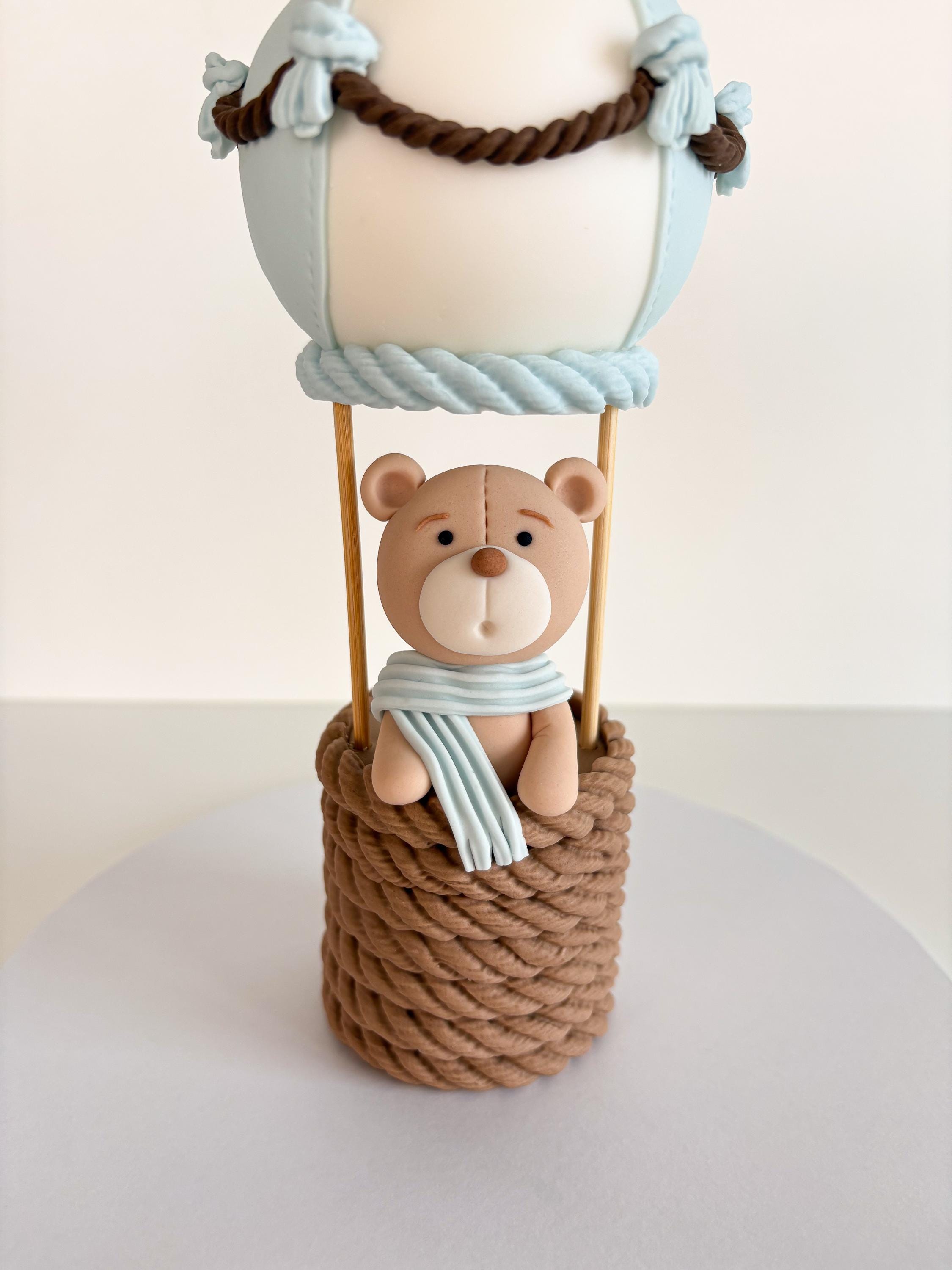 Teddy Bear Hot Air Balloon Boy Baby Shower Gender Party Cake Toppers ...