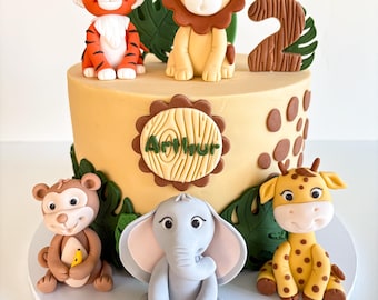 Safari Jungle Wild Forest Animals Cake Toppers