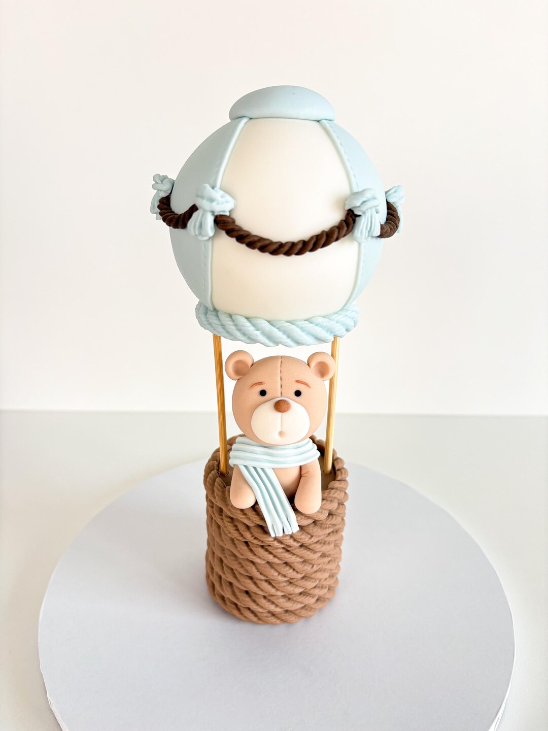 Teddy Bear Hot Air Balloon Boy Baby Shower Gender Party Cake Toppers ...