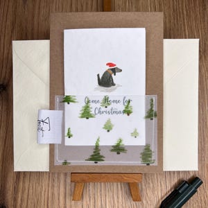 selbsthergestellte Hunde Weihnachtskarte mit einem einzigartigen Kartenhalter