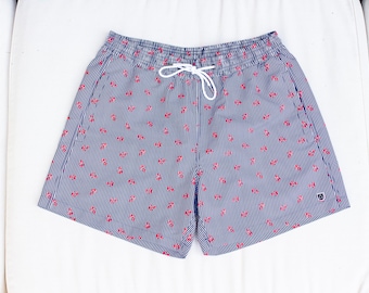 Luxury Men's Swim Shorts - Pink Anchor Style | French Elegance by Verte Vallee