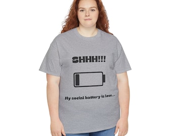 Social Battery T-Shirt - Funny Introvert Tee with Low Battery Design