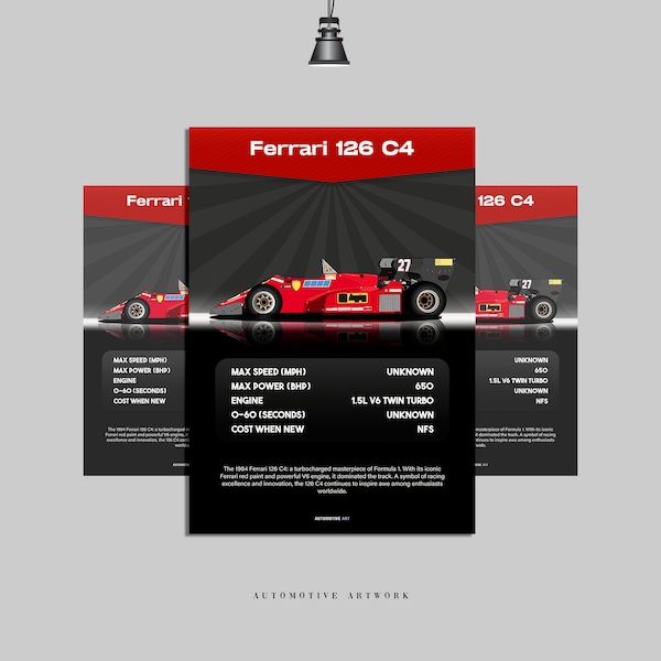 Ferrari F1 126C4 - Digital Print File -  Automotive Art - High Quality - Print Up to A2