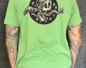 Chad Eaton- TIMBER!- "TONGUE" on grass green t-shirt