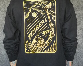 Chad Eaton- TIMBER!- "SWINGER" on black fleece pullover