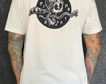 Chad Eaton- TIMBER!- "TONGUE" on vintage white t-shirt