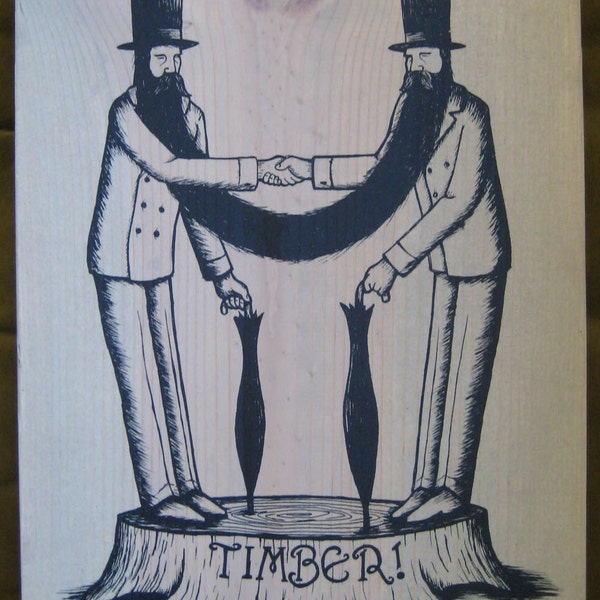 timber twins print on wood