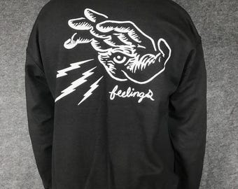 Chad Eaton- FEELINGS- "HAND" on black fleece pullover