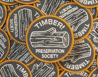 Chad Eaton-TIMBER!- "LOG-O" iron-on patch on gray