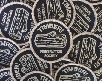 Chad Eaton-TIMBER!- "LOG-O" iron-on patch on black
