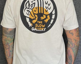 Chad Eaton- SLOW GALLERY- "DILLO" on vintage white t-shirt
