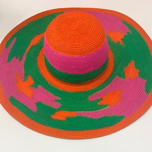 Unique one of a kind multi color straw hat