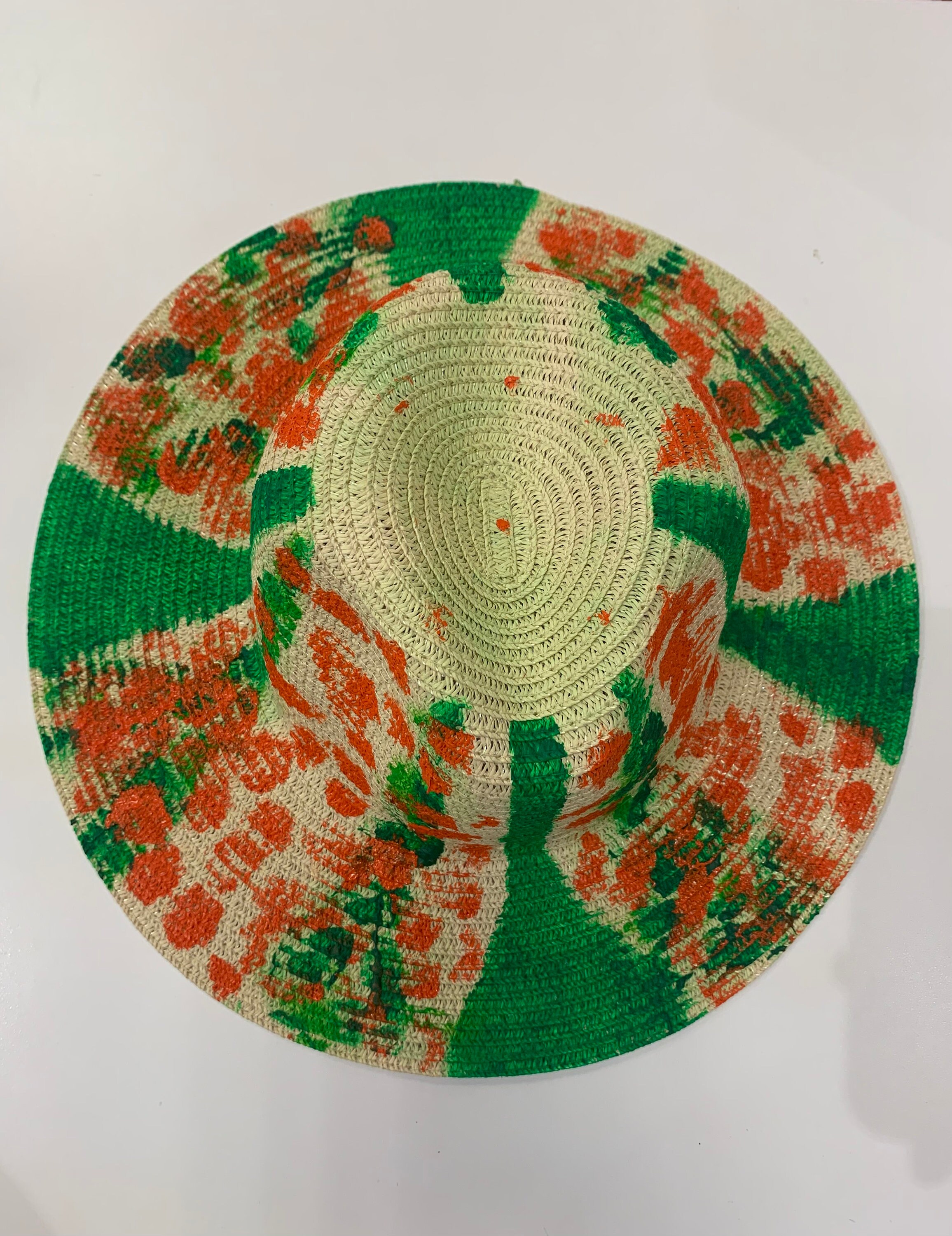 Orange and Green Felt Hat with Leaf Design WOODLAND MAGIC FELT HAT – WOOLFOO STUDIO main image 4