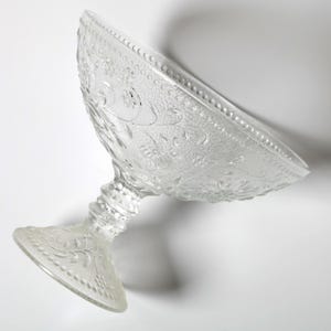 Mid-century Pedestal Bowl / Pressed Glass Fruit Bowl Cibulak by Pavel Panek / Glass Union / Rudolfova Hut&#39; / Czech Republic / 1974