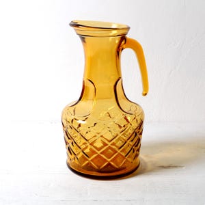 Rare Vintage Designer Italian Amber Glass Carafe / Mid-century Jug / Bormioli / Parma / Italy / 1970s