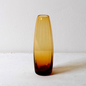 Tiny Mid-century Amber Honey Glass Vase / Vintage Small Brown Single Flower Vase / Sweden / 1970s