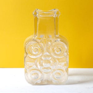 Vintage MCM Stylish Pressed Glass Vase On The Rocks by Heiner Düsterhaus / Walther Glas / 1972