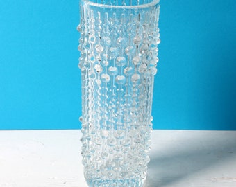 Vintage Clear Pressed Glass Vase CandleWax by František Pečený / Heřmanova huť / Czech Republic / 1972