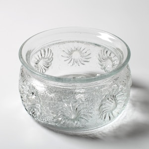 Mid-century Glass Bowl Kvety / Pressed Glass Fruit Bowl Flowers by Pavel Panek / Glass Union / Rudolfova Hut&#39; / Czech Republic / 1973
