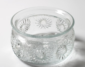 Mid-Century Pressed Glass Bowl: Kvety Flower Design by Pavel Panek / 1973