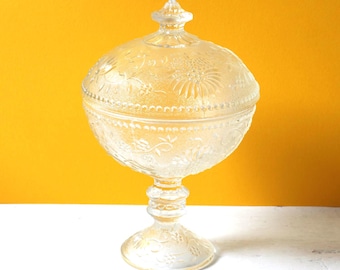 Vintage Cibulak Glass Pedestal Box by Oavel Panek: Czech Bonbon Candy Jar