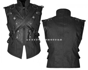 Handmade Military Waistcoat Army Vest X Style Men Gothic Vest Modern Fashion