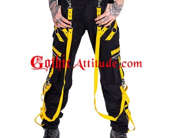 Men High Waist Pants Cargo Trip Pants, Baggy Trouser Vortex Pants CYBER GOTH