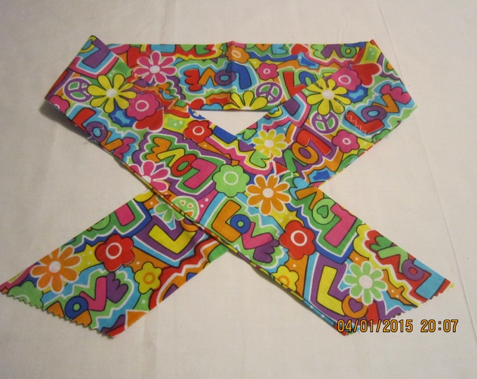 Extra Wide 3" Reusable Non-Toxic Cool Wrap / Neck Cooler  - Tie Dye and Hippie Prints - Love & Peace
