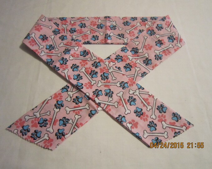 Extra Wide 3" Reusable Non-Toxic Cool Wrap / Neck Cooler  - Animal Prints - Dog Bones on Pink