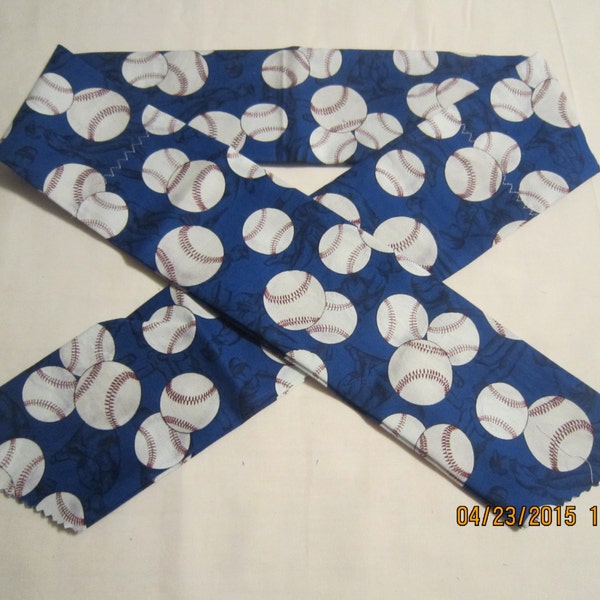 Extra Wide 3" Reusable Non-Toxic Cool Wrap / Neck Cooler  - Kids Prints - Baseball - Blue LAST ONES