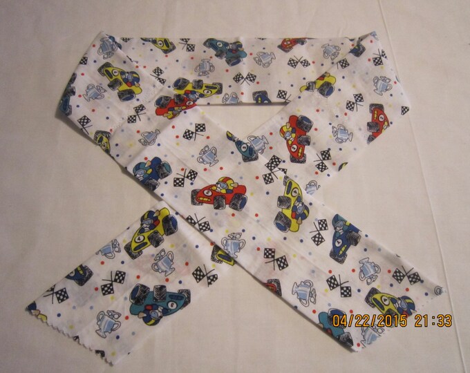 Extra Wide 3" Reusable Non-Toxic Cool Wrap / Neck Cooler  - Kids Prints - Boys - Mice in Race Cars - CLEARANCE