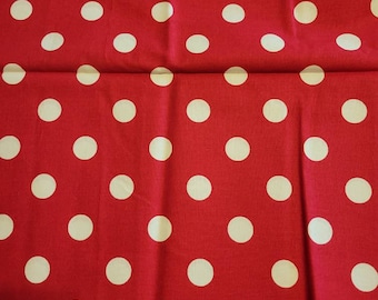 Large white polka dots in dark red 31"