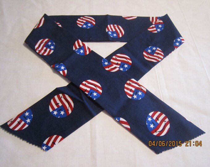 Extra Wide 3" Reusable Non-Toxic Cool Wrap / Neck Cooler  - Patriotic - Smiley Faces