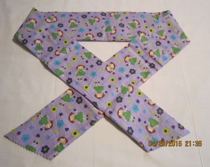 Extra Wide 3" Reusable Non-Toxic Cool Wrap / Neck Cooler  - Kids Prints - Girls - Fairies on Purple - CLEARANCE