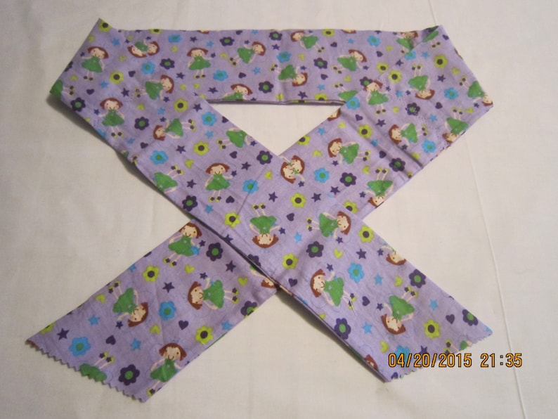 Kids Prints Girls Extra Wide 3 Reusable Non-Toxic Cool Wrap Neck Cooler Fairies on Purple CLEARANCE