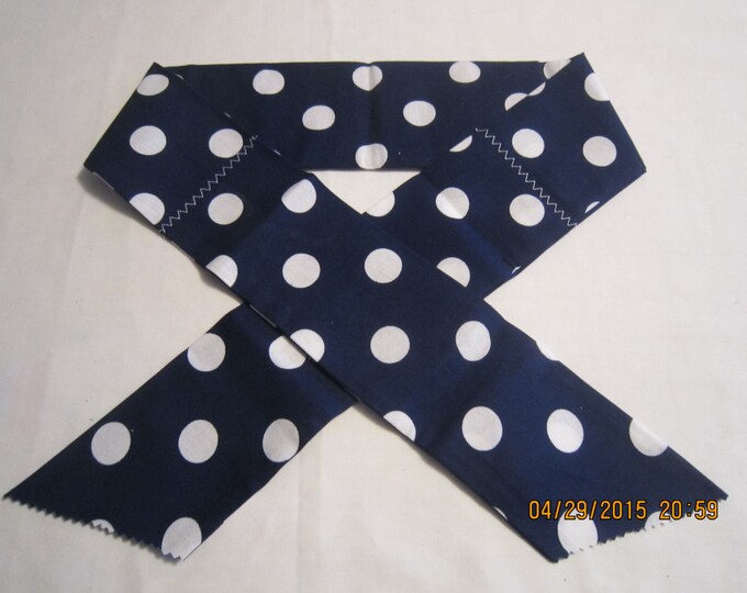 Extra Wide 3" Reusable Non-Toxic Cool Wrap / Neck Cooler  - Large Polka Dots - Navy Blue