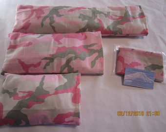 Light Pink and Green Camo Cozy Comfort Set (filled with Flax Seed) Heat and Cold Packs (Unscented or Lavender) with Free Gift*