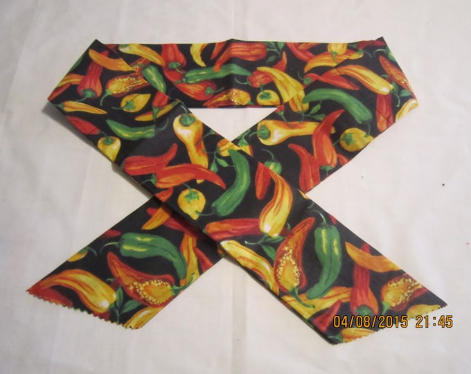 Extra Wide 3" Reusable Non-Toxic Cool Wrap / Neck Cooler  - Peppers - Hot N Spicy Peppers on Black