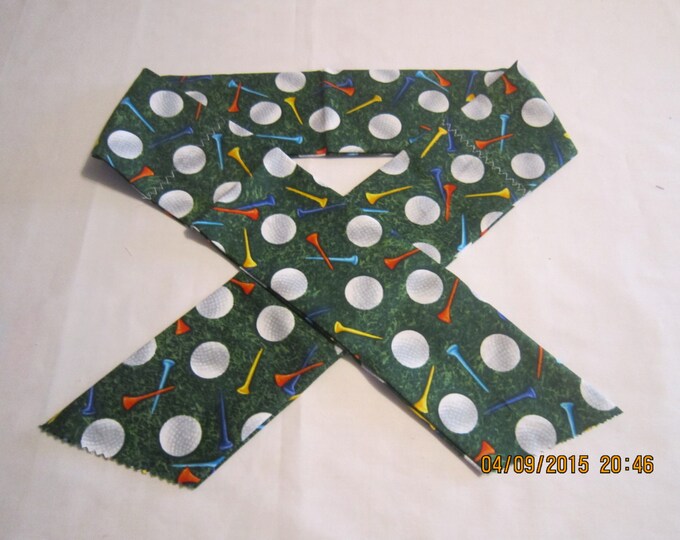 Extra Wide 3" Reusable Non-Toxic Cool Wrap / Neck Cooler  - Golf - Balls and Tees on Green