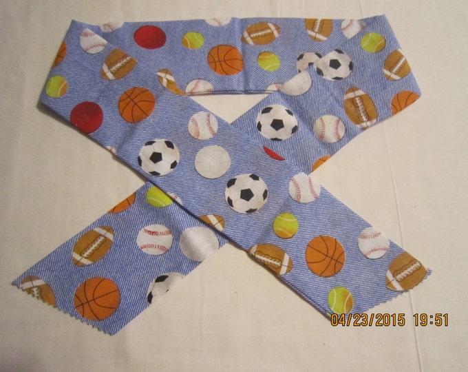 Extra Wide 3" Reusable Non-Toxic Cool Wrap / Neck Cooler  - Kids Prints - Sports - Light Blue - CLEARANCE