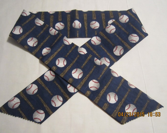 Extra Wide 3" Reusable Non-Toxic Cool Wrap / Neck Cooler  - Kids Prints - Baseball - Bats & Balls on Navy