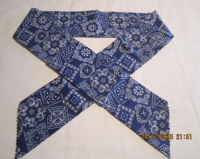 Extra Wide 3" Reusable Non-Toxic Cool Wrap / Neck Cooler  - Cowboy/Bandana/Hanky - Blue Paisley