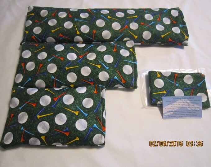 Golf Balls & Tees on Green Cozy Comfort Set Heat and Cold Packs (Unscented or Lavender) with Free Gift*