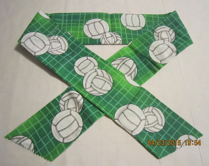 Extra Wide 3" Reusable Non-Toxic Cool Wrap / Neck Cooler  - Kids Prints - Sports - Volleyball - Green - CLEARANCE