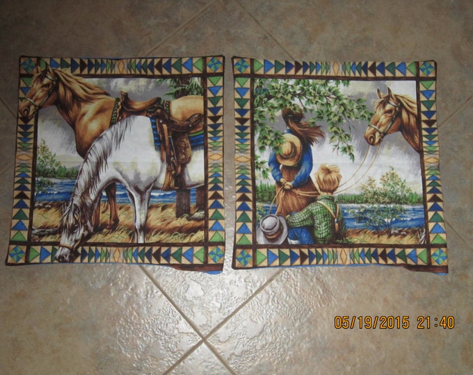 Point of View Women and Child and Horse Unstuffed Pillow Set  - CLEARANCE